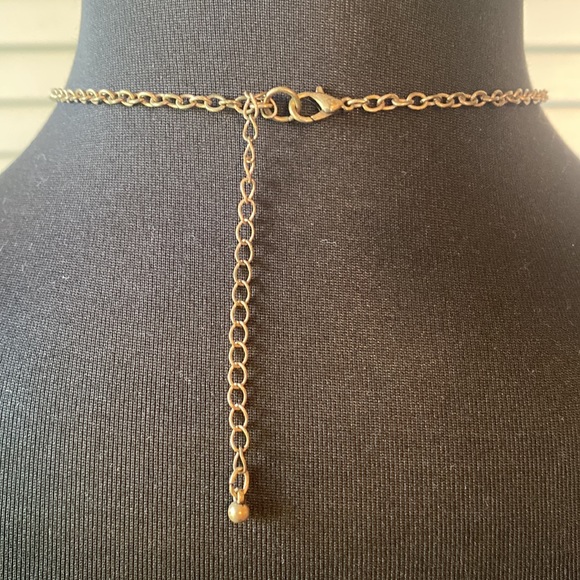 Brassy Brushed Gold Circular Disc Bling Necklace - Picture 2 of 5